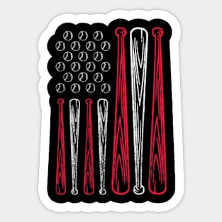 Baseball Bat Lover American Flag Sticker